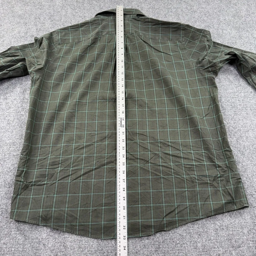Eddie Bauer Button Up Size XXL Green‎ Plaid Wrinkle Resistant Classic Fit Men's